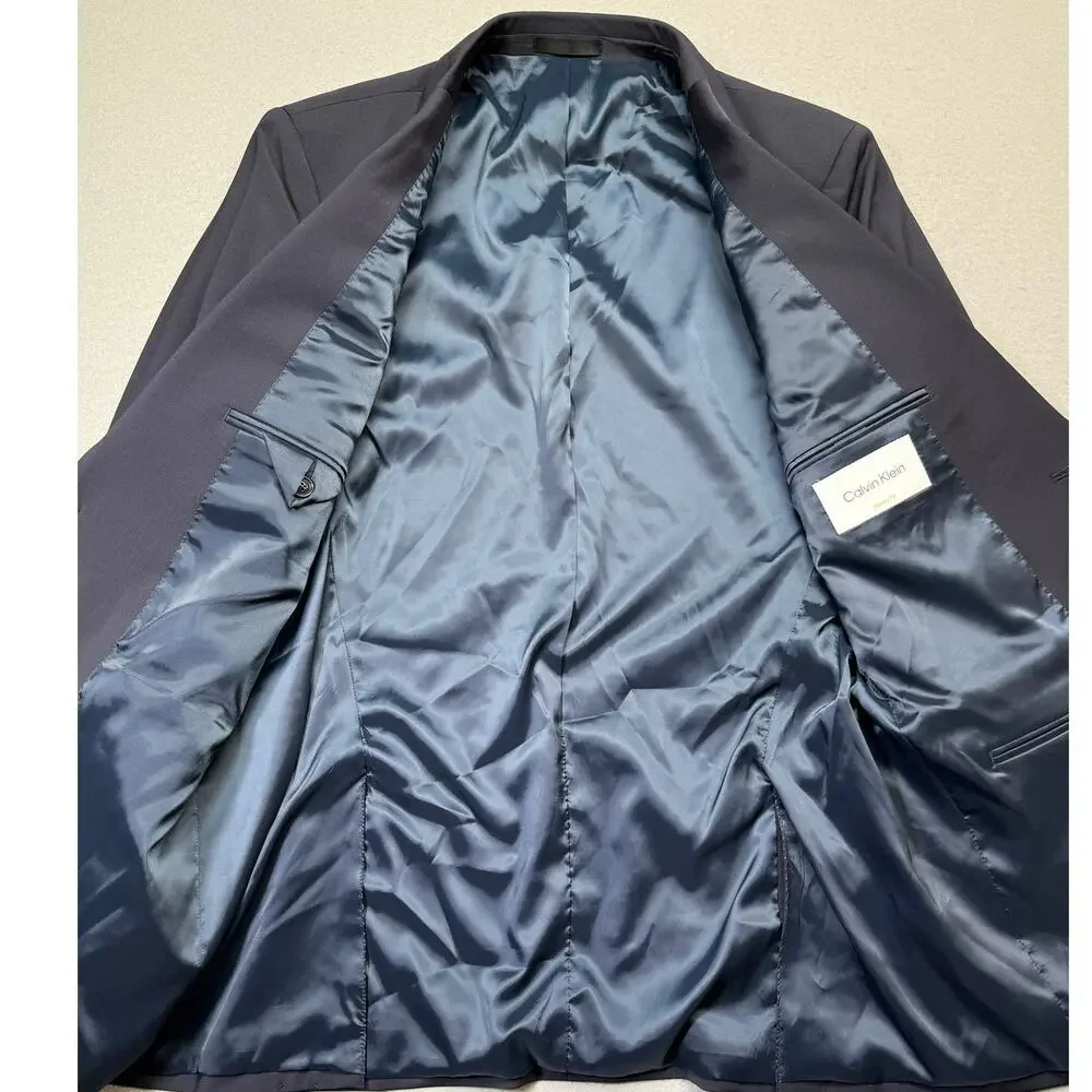 Calvin Klein Men's Slim Fit Wool Blend Suit Jacket Navy 44L $450
